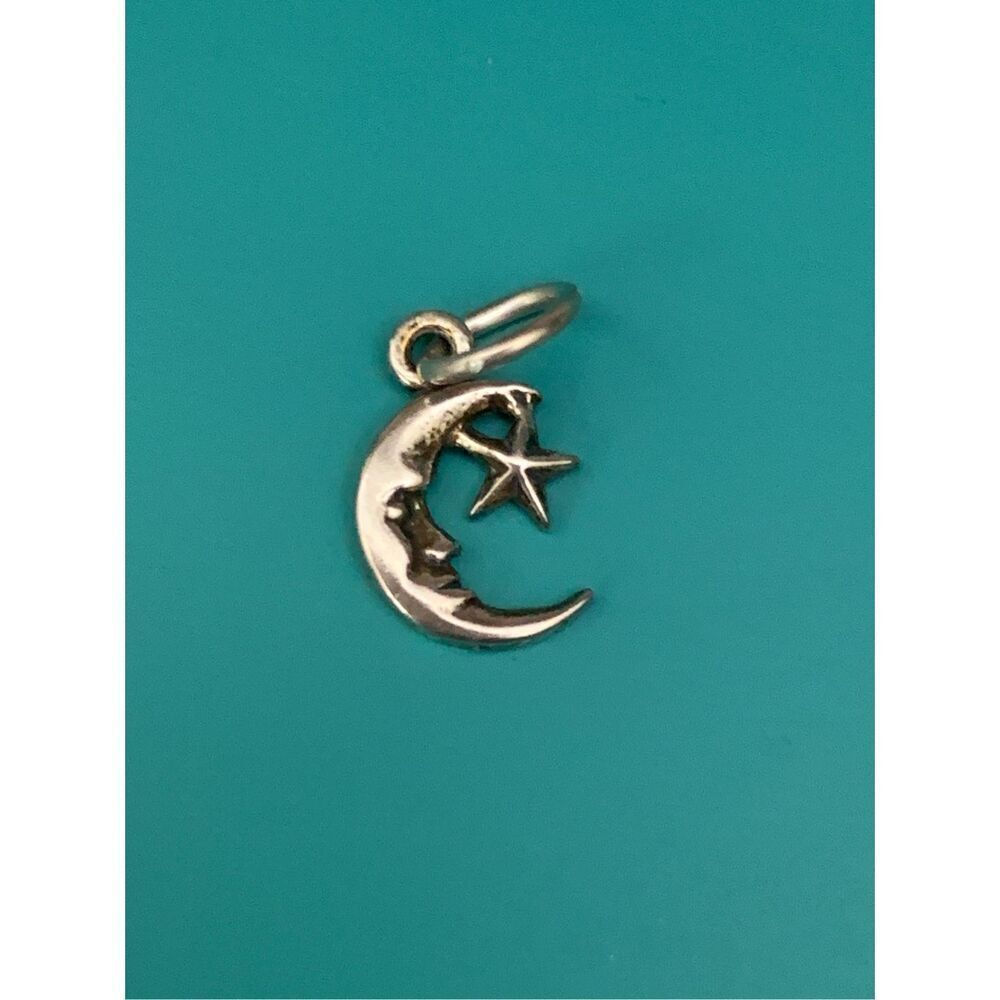 Moon Star Small Sterling Silver Jewelry Charm #celestial